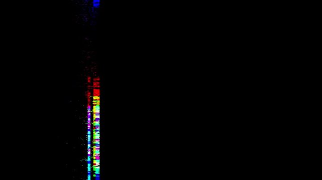 Glitchy error monitor interface overlay with black background for video transitions