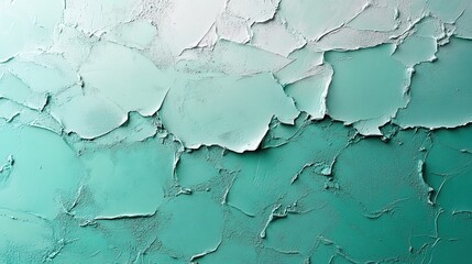 Textured Abstract Background with Green and White Plaster Layers Creating a Unique Artistic Pattern