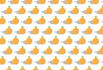 background orange fruit Seamless pattern cute on various colors backgrounds vector. Cute fruit prints.