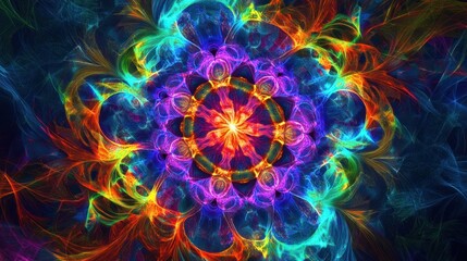 A kaleidoscope of neon colors swirling together in a dance of light