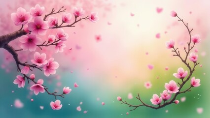 Naklejka premium Multicolor fading blur. Spring blossom gradient with fresh pinks and lively greens, noise-free and clear vector background in 4K UHD