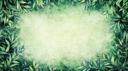 Lush Green Leaves Frame a Soft Green Background
