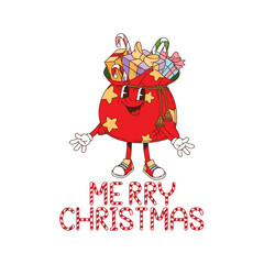 Christmas Character Typography Lettering T Shirt Design 