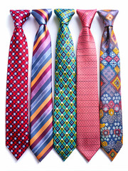 A Collection of Elegant Men's Neckties. Diverse Patterns and Colors