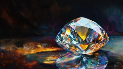 Vibrant gemstone with colorful reflections on dark background.