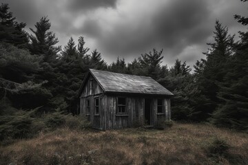 Abandoned tar paper cabin in Maine