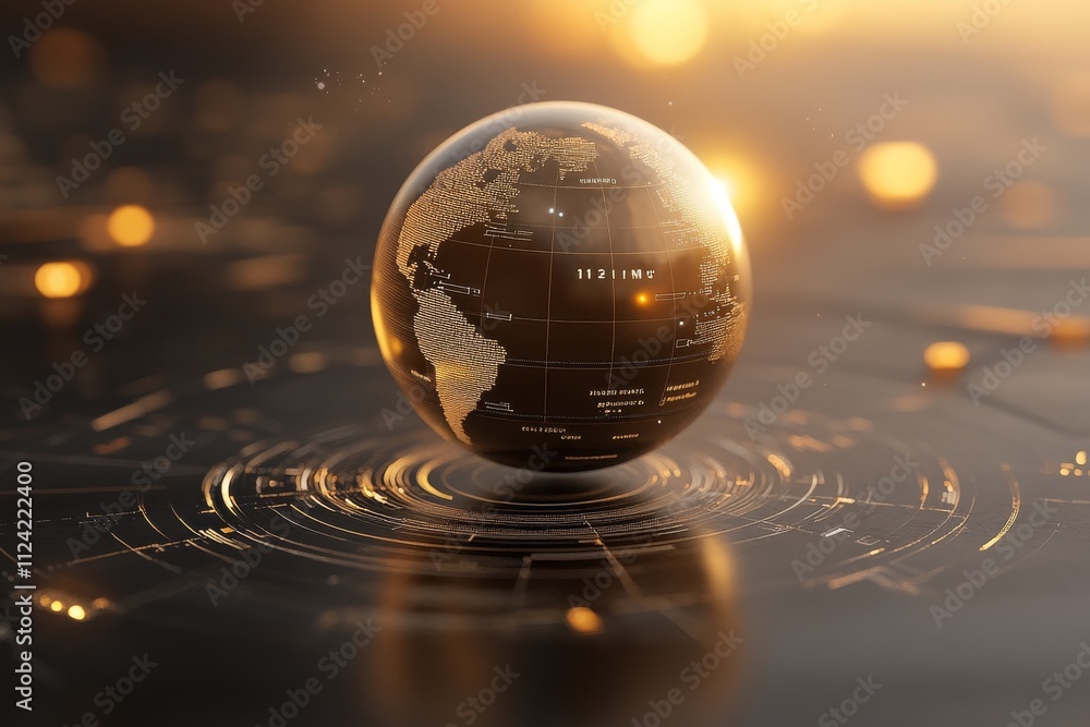 Poster glowing globe in an abstract setting showcasing the earth with intricate details and dynamic light e