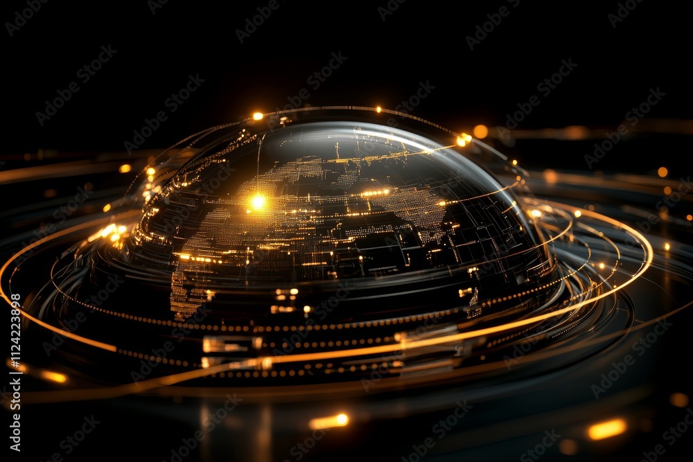 Aufkleber dynamic glowing globe representing technology and connectivity in a dark background