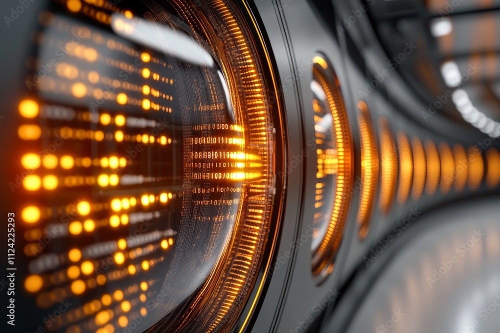 Aufkleber complex network of glowing orange data streams showcasing modern technology and innovation