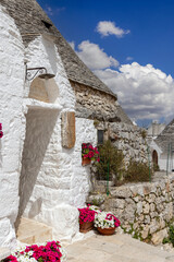 Trulli houses, traditional, unique Apulian dry stone hut with a conical roof, Alberobello, Italy