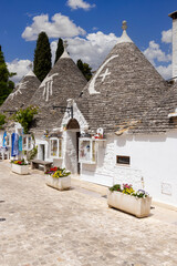 Trulli houses, traditional, unique Apulian dry stone hut with a conical roof, Alberobello, Italy