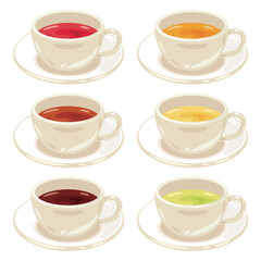 お茶入りのティーカップセット