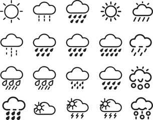 Obraz premium vector Silhouette Weather line icon set