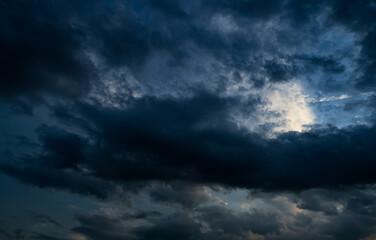Cloud storm sky dark halloween background rain lightning thunder stoumy typhoon Nature light scene...