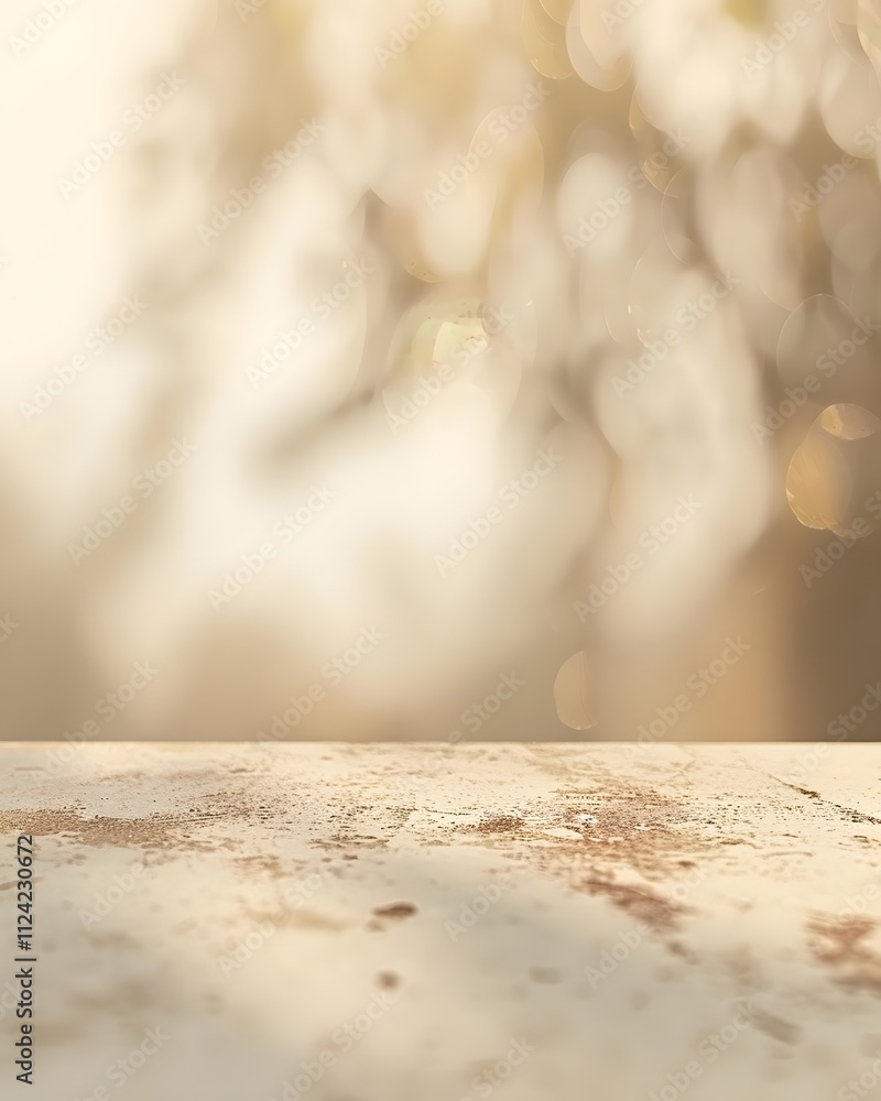 Aufkleber a soft-focus background featuring a rustic table surface, evoking a serene atmosphere.