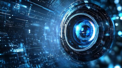 Camera integrated on circuit board, symbolizing memories in technology