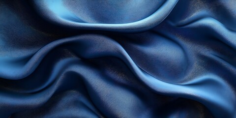 Fototapeta premium Blue silk fabric draped in elegant waves and folds.