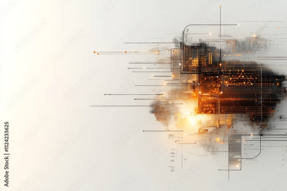 Aufkleber digital explosion with abstract lines and glowing elements illustrating a futuristic concept of tech