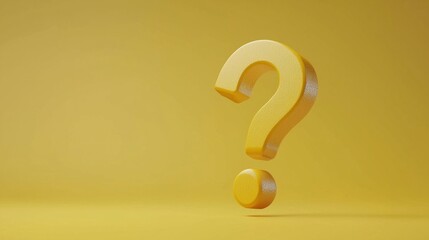 A bright yellow question mark floats in a clean space, symbolizing inquiry and intrigue. Its playful design encourages imagination and engagement, inviting viewers to ponder endless possibilities