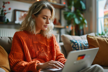 woman is inputting her credit card information