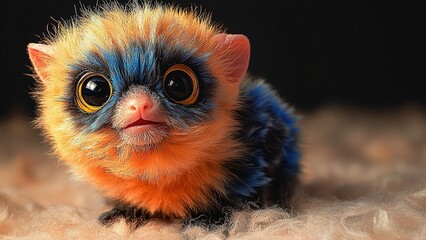 Fototapeta premium Colorful furry baby creature