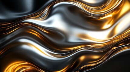 Abstract Gold And Silver Liquid Wave Pattern