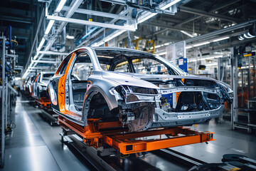 Car Assembly Plant Interior Featuring Cutting-Edge Production Equipment