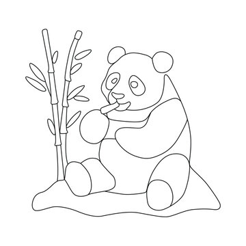 panda eating bamboo black and white clip art preview