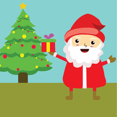 illustration of santa claus with christmas tree
perfect for gift card