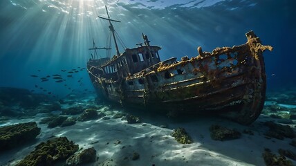 shipwreck in the sea