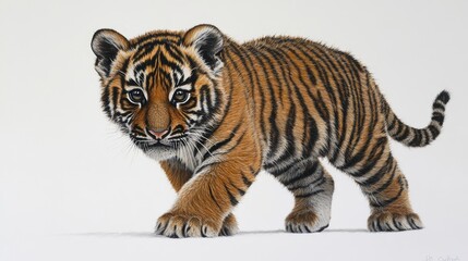 Obraz premium A tiger cub with bold stripes