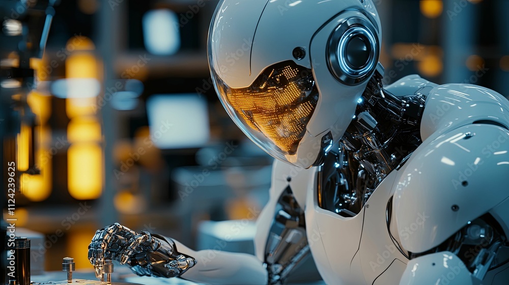 Poster advanced robot performing precise manufacturing task