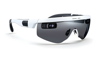 Futuristic Tech Sunglasses: Sleek and modern, these white smart glasses with dark lenses embody cutting-edge technology and a stylish appeal.  