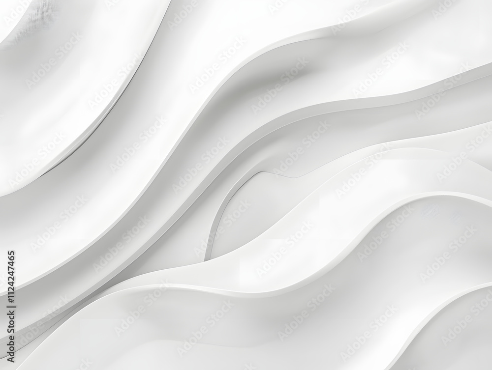 Poster abstract white waves create a smooth, flowing texture, emphasizing simplicity and elegance.
