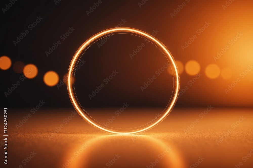 Wall mural abstract glowing circle on soft orange background. modern shiny light lines. futuristic technology c