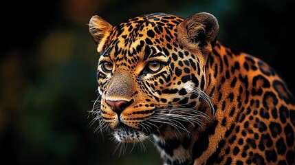 Obraz premium Majestic Jaguar Portrait Showing Striking Spots And Gaze