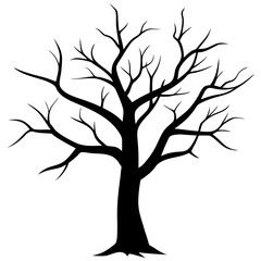 Fototapeta premium Black & white a simple scary tree design art vector. A scary tree Silhouette, Tree elements illustration