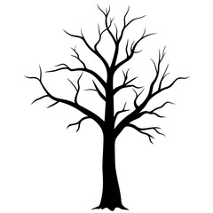 Obraz premium Black & white a scary tree design art vector. A tree Silhouette, Tree elements illustration