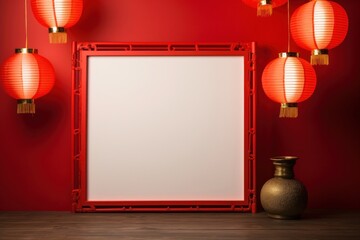 Chinese new year frame lamp red.
