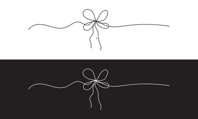Gift bow line icon.  Outline minimal tie hand drawn sketch. Doodle drawing. Vector illustration. isolated on white and black background. EPS 10