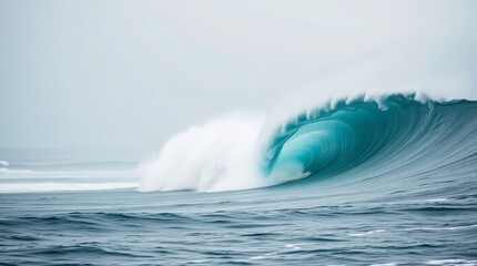 Obraz premium Rough sea waves on a cloudy day
