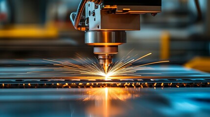 Laser cutting machine sparks metal fabrication process