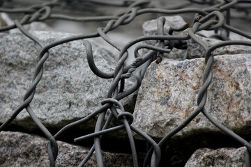 Rock sliding prevention. Mesh net and mutiple strong nails help to catch loosened rocks and...
