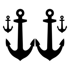Ship anchor vector art design. Anchor icon silhouette art, Ship Elements illustration