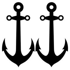 Ship anchor vector art design. Anchor icon silhouette art, Ship Elements illustration