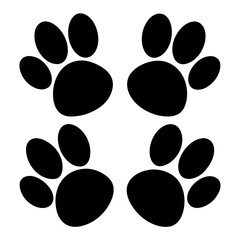Fototapeta premium Dog paws set black & white vector art. Paws icon silhouette art, Animal Elements illustration