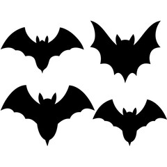 Fototapeta premium Halloween bats collection black & white vector art. Bats icon silhouette art, Holiday Elements illustration