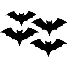 Fototapeta premium Halloween bats collection black & white vector art. Bats icon silhouette art, Holiday Elements illustration