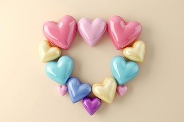 Obraz premium Colorfull heart frame border jewelry love confectionery.