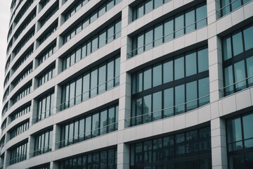 Close up of modern business building facade. Curved architectural details. Architecture background.